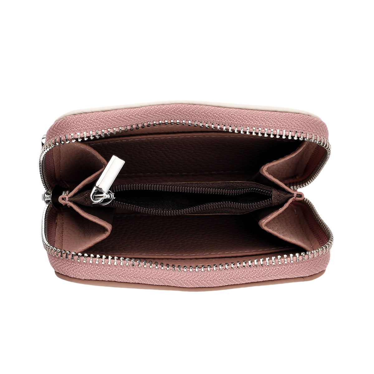 Genuine Leather RFID Blocking Zip Around Card Holder Wallet - Pink V32605225 6