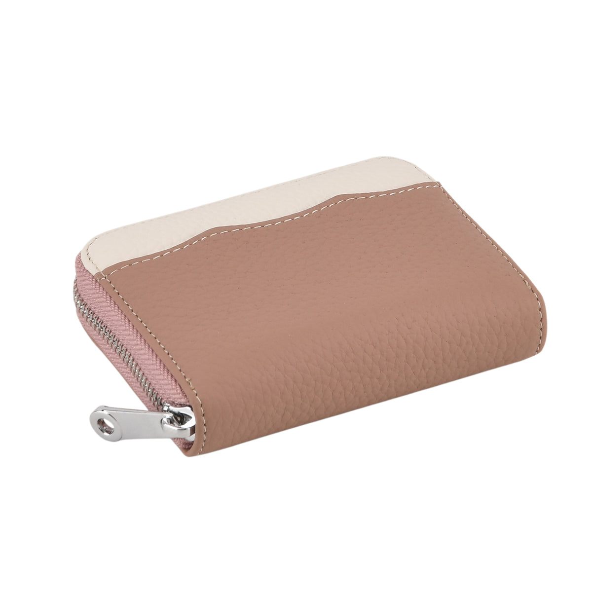 Genuine Leather RFID Blocking Zip Around Card Holder Wallet - Pink V32605225 8