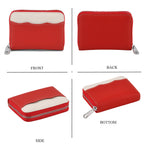 Genuine Leather RFID Blocking Zip Around Card Holder Wallet - Red_8525679_4