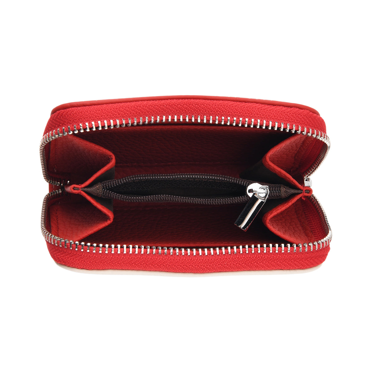 Genuine Leather RFID Blocking Zip Around Card Holder Wallet - Red V32604447 6