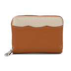 Genuine Leather RFID Blocking Zip Around Card Holder Wallet - Tan_8525680
