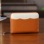 Genuine Leather RFID Blocking Zip Around Card Holder Wallet - Tan_8525680_1
