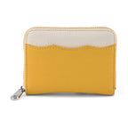 Genuine Leather RFID Blocking Zip Around Card Holder Wallet - Yellow_8525681