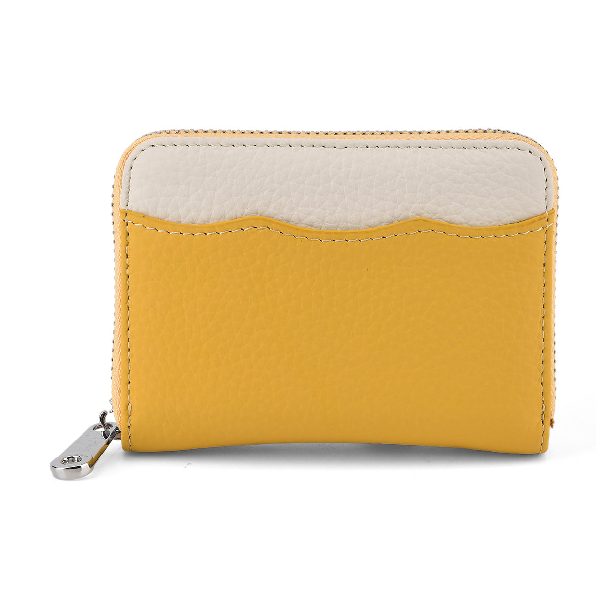 Genuine Leather RFID Blocking Zip Around Card Holder Wallet - Yellow V32604558 0
