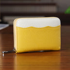 Genuine Leather RFID Blocking Zip Around Card Holder Wallet - Yellow_8525681_1