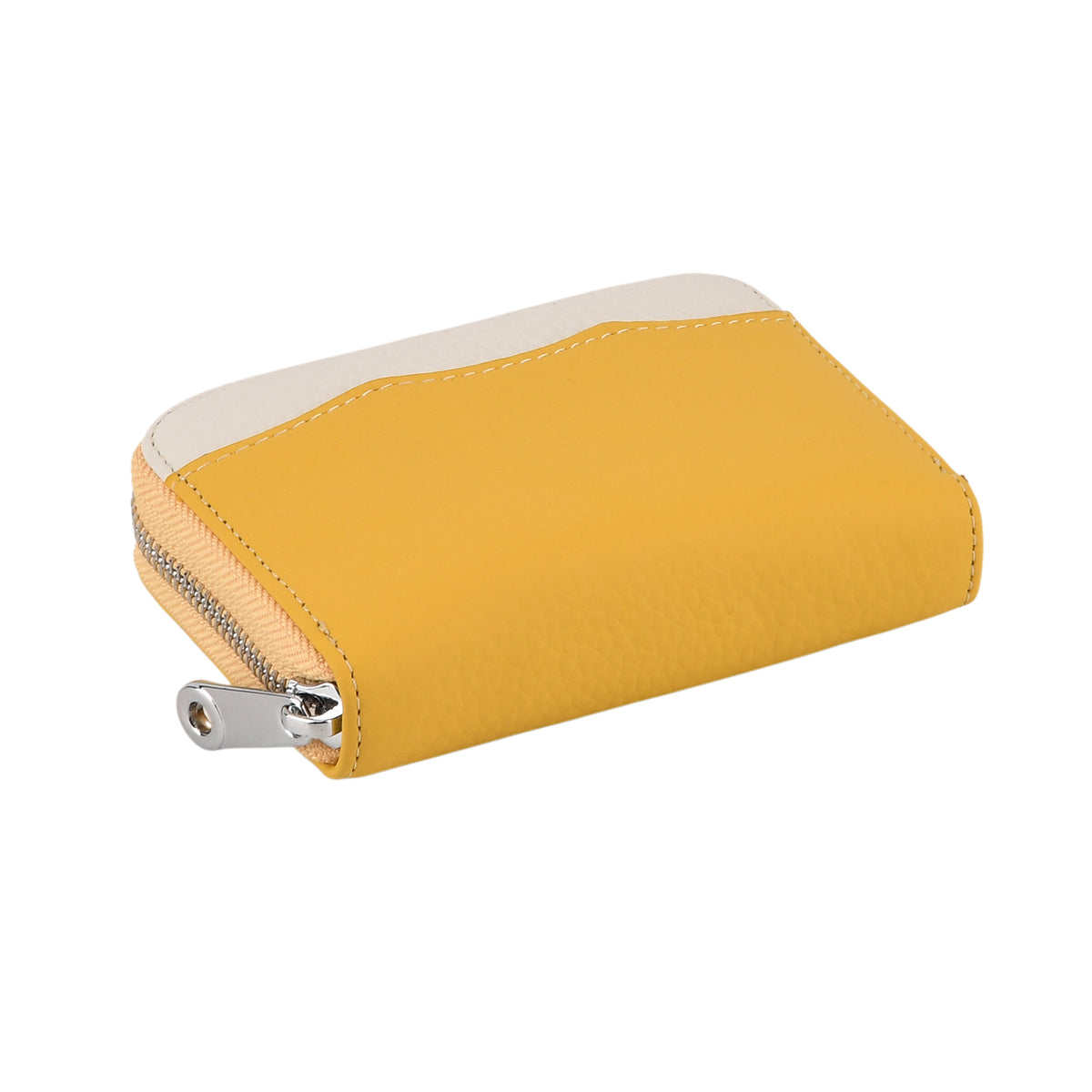 Genuine Leather RFID Blocking Zip Around Card Holder Wallet - Yellow V32604558 8