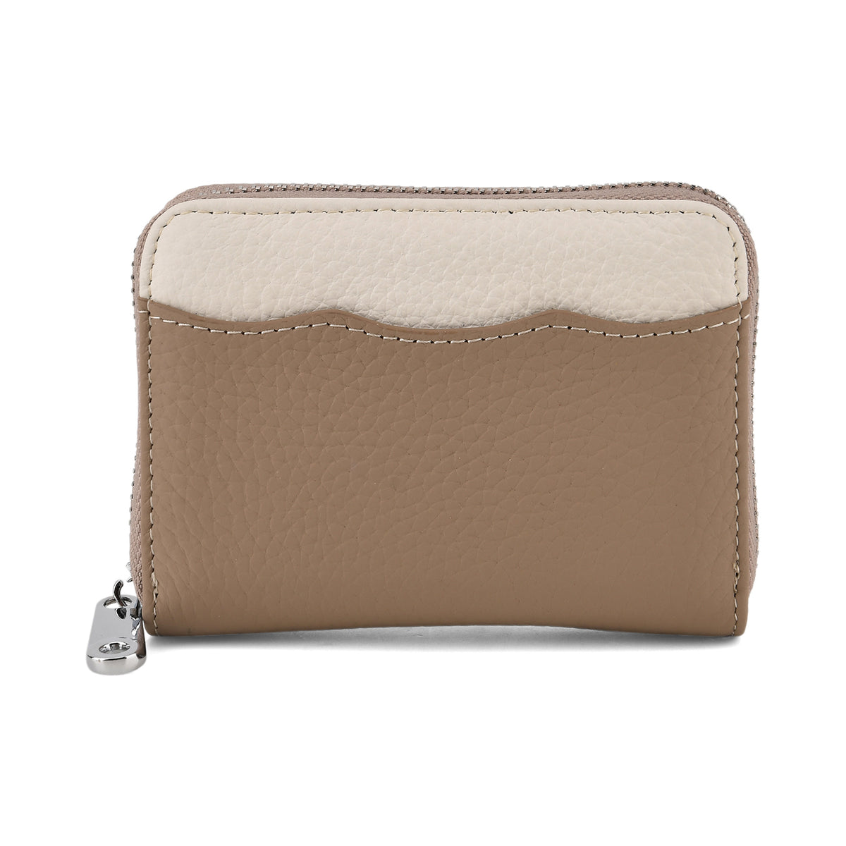 Genuine Leather RFID Blocking Zip Around Card Holder Wallet - Khaki V32605334 0