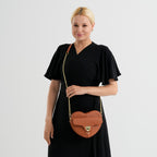Designer Heart-Shaped Crossbody Bag with Chain Strap - Tan_8525760_2