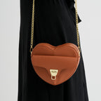 Designer Heart-Shaped Crossbody Bag with Chain Strap - Tan_8525760_3