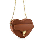 Designer Heart-Shaped Crossbody Bag with Chain Strap - Tan_8525760_7
