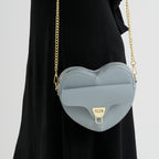 Designer Heart-Shaped Crossbody Bag with Chain Strap - Blue_8525764_3