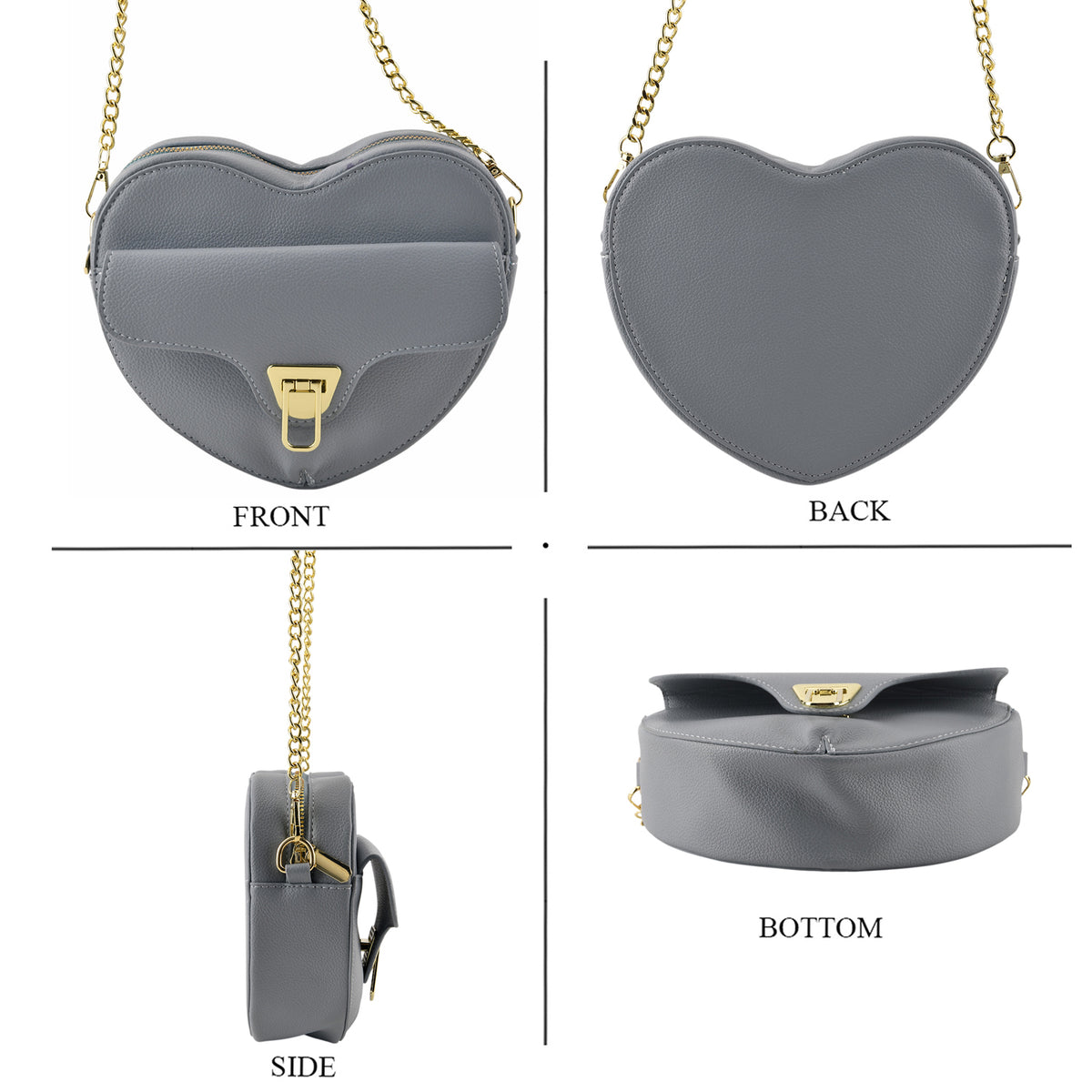 Designer Heart-Shaped Crossbody Bag with Chain Strap - Blue V32698265 4