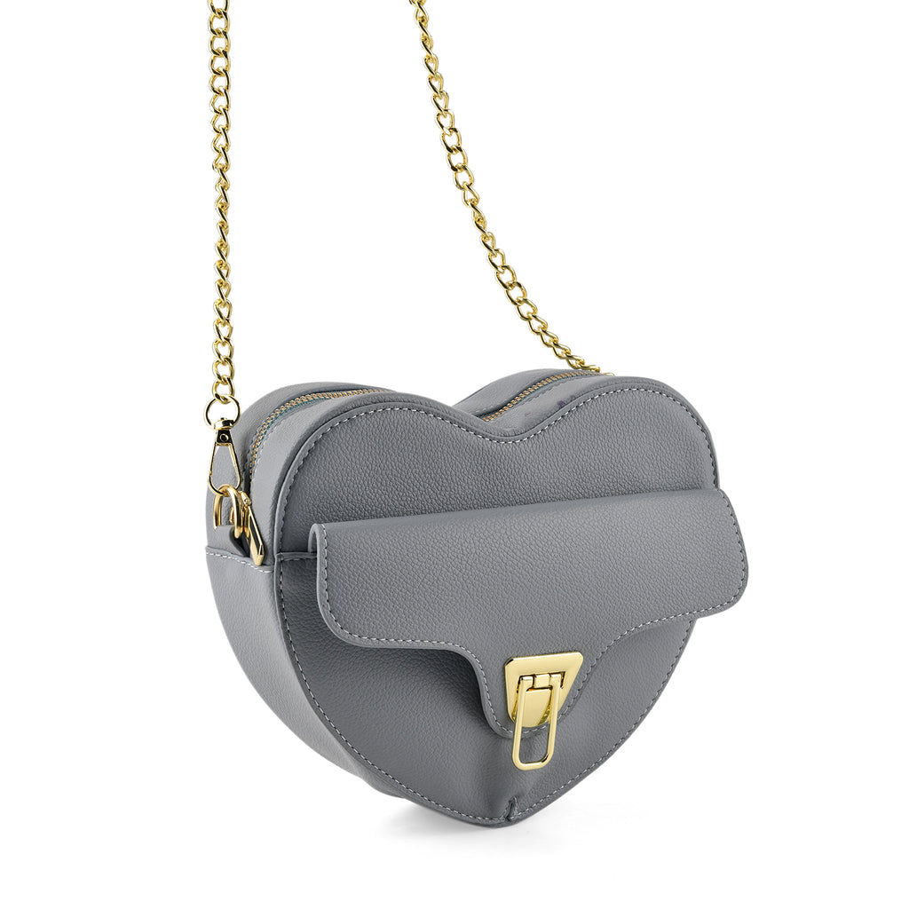 Designer Heart-Shaped Crossbody Bag with Chain Strap - Blue_8525764_7
