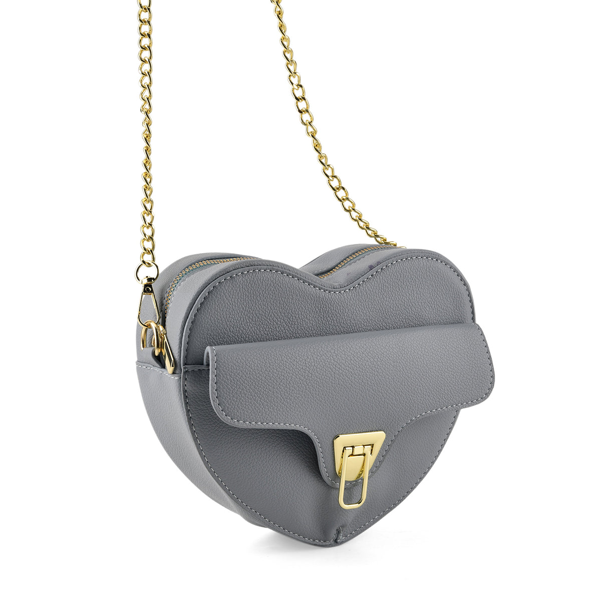 Designer Heart-Shaped Crossbody Bag with Chain Strap - Blue V32698265 7