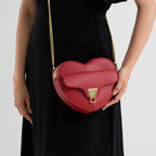 Designer Heart-Shaped Crossbody Bag with Chain Strap - Red_8525765_3