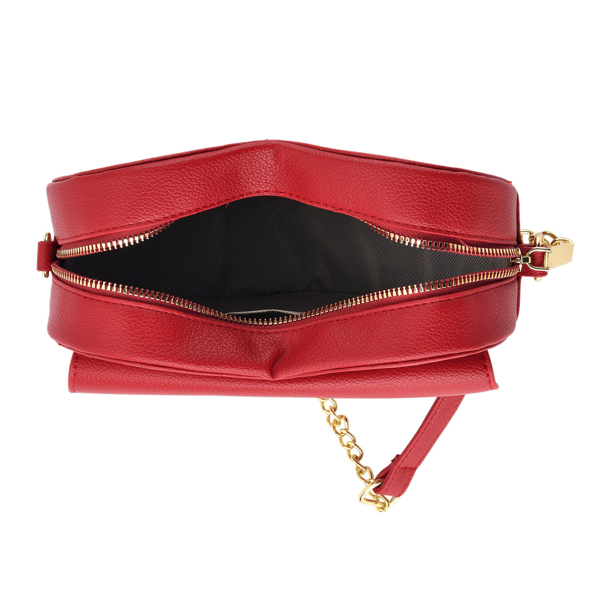 Designer Heart-Shaped Crossbody Bag with Chain Strap - Red V32698533 5