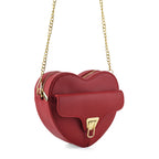 Designer Heart-Shaped Crossbody Bag with Chain Strap - Red_8525765_7