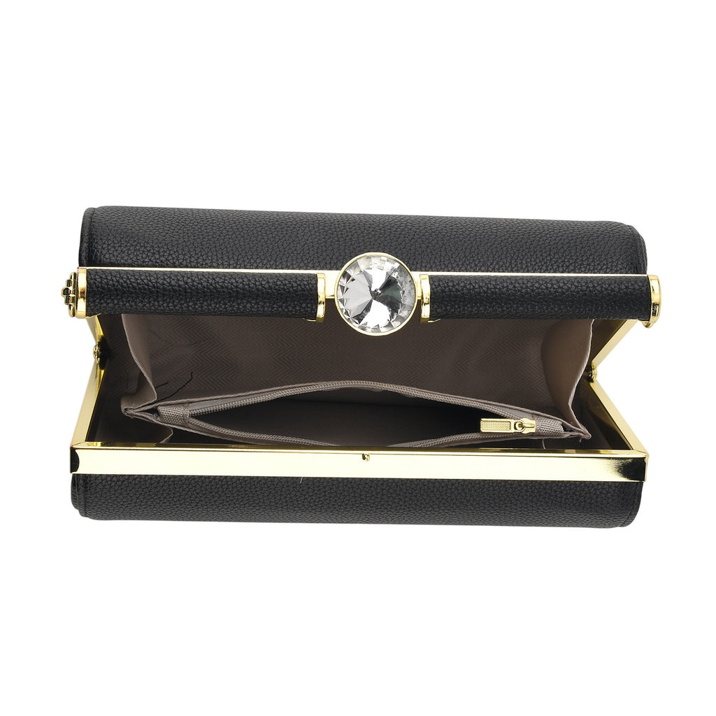 Designer-Inspired Stylish Clutch with Chain Strap - Black_8525773_4