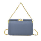 Designer-Inspired Stylish Clutch with Chain Strap - Dusty Blue_8525776