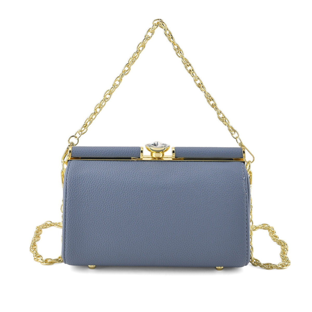 Designer-Inspired Stylish Clutch with Chain Strap - Dusty Blue V32667141 0