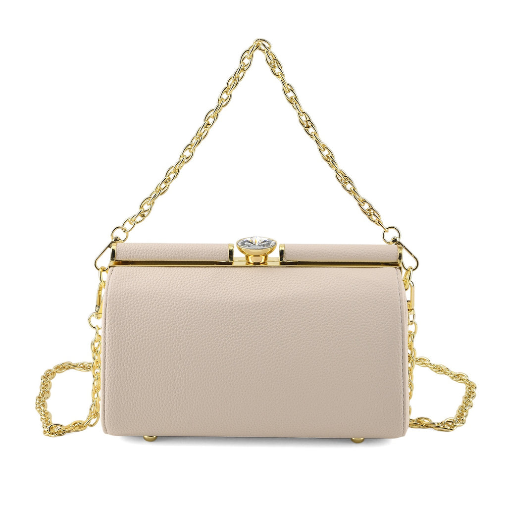 Designer-Inspired Stylish Clutch with Chain Strap - Off White_8525777