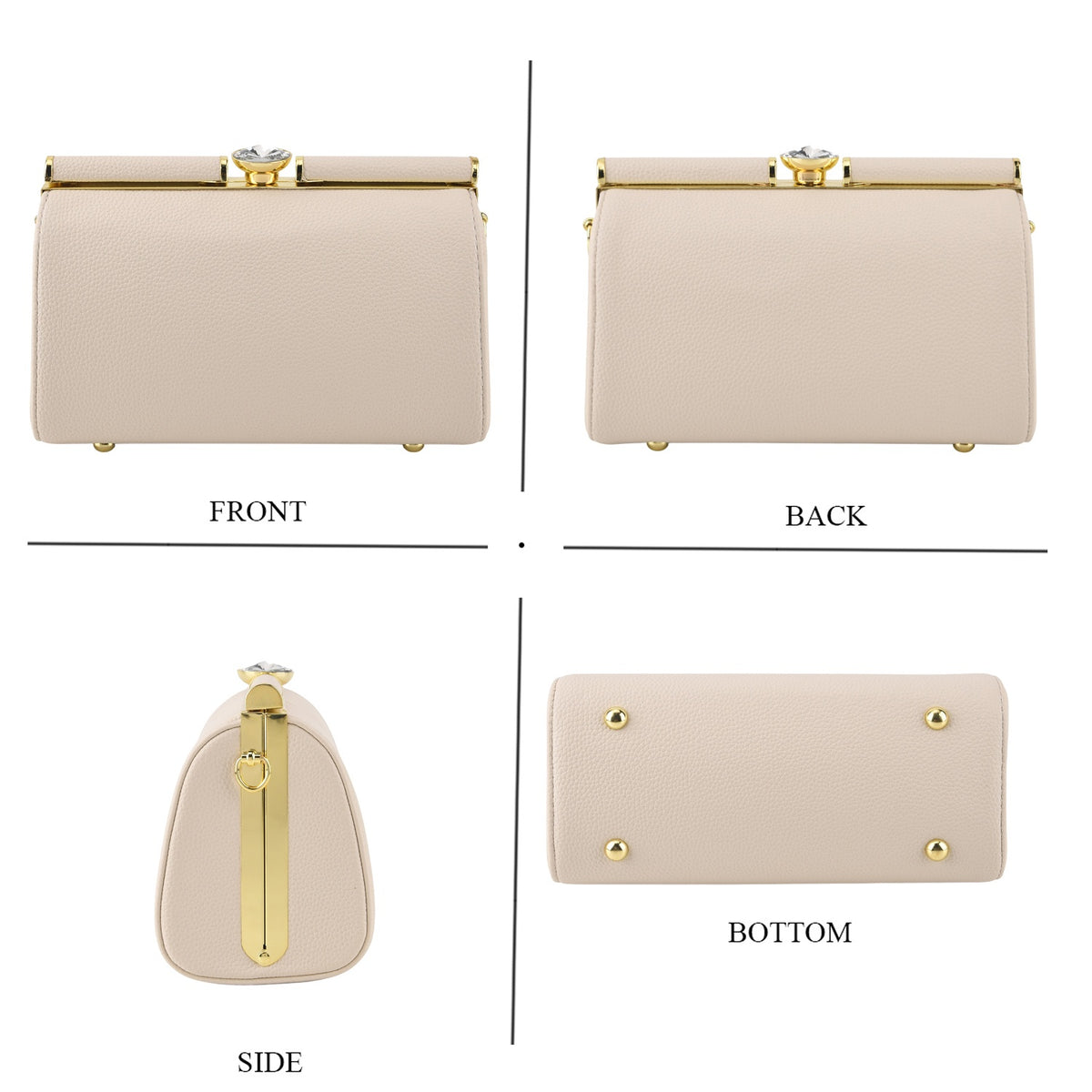 Designer-Inspired Stylish Clutch with Chain Strap - Off White V32667583 4