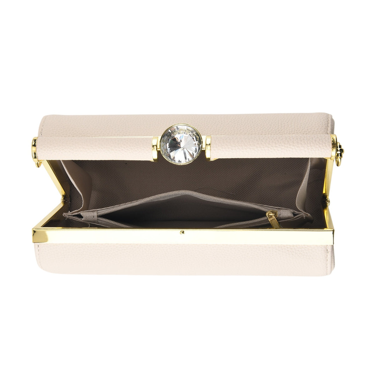 Designer-Inspired Stylish Clutch with Chain Strap - Off White V32667583 5