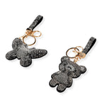 Set of 2 Crystal Embellished Butterfly and Teddy Bear Charms Keychains (17cm & 19cm) - Dark Grey_8526593_1