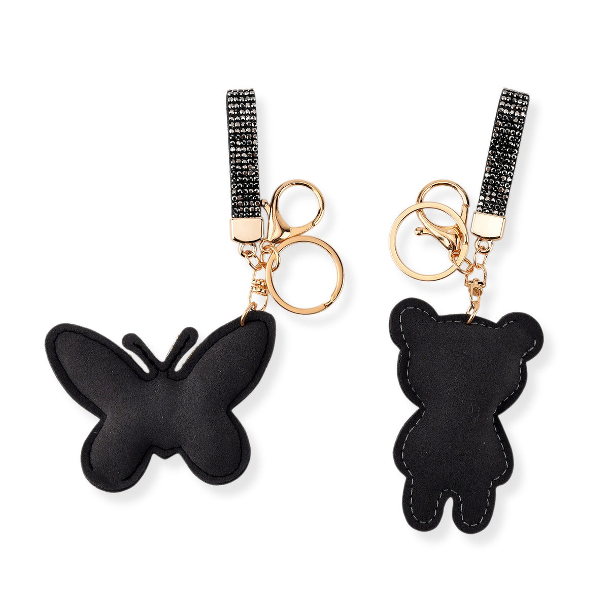 Set of 2 Crystal Embellished Butterfly and Teddy Bear Charms Keychains (17cm &amp; 19cm) - Dark Grey V32622755 3