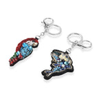 Set of 2 Beaded Parrot and Dolphin Charms Keychains (7.6cm & 15cm) - Black & Red_8526612_1
