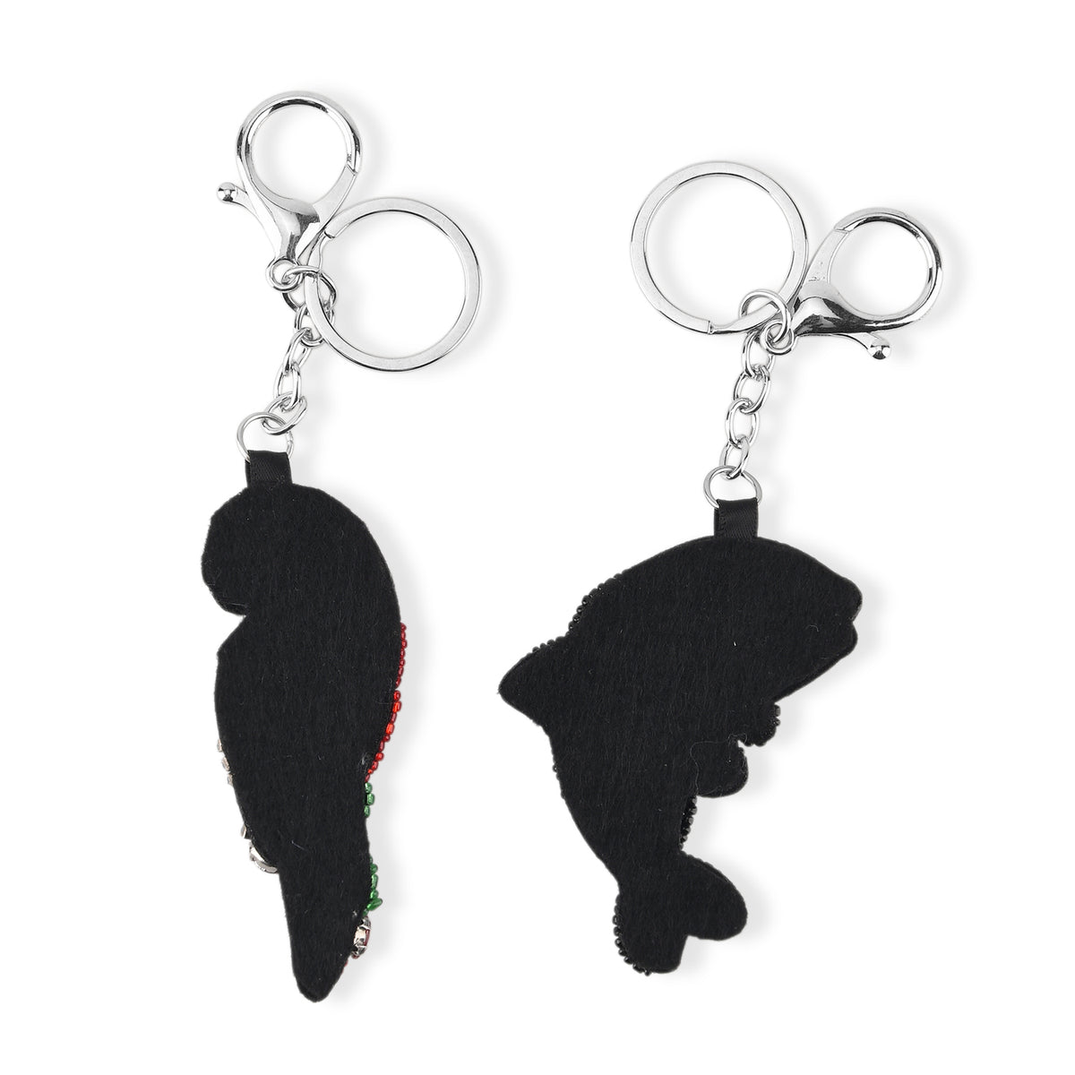 Set of 2 Beaded Parrot and Dolphin Charms Keychains (7.6cm &amp; 15cm) - Black &amp; Red V32622186 3