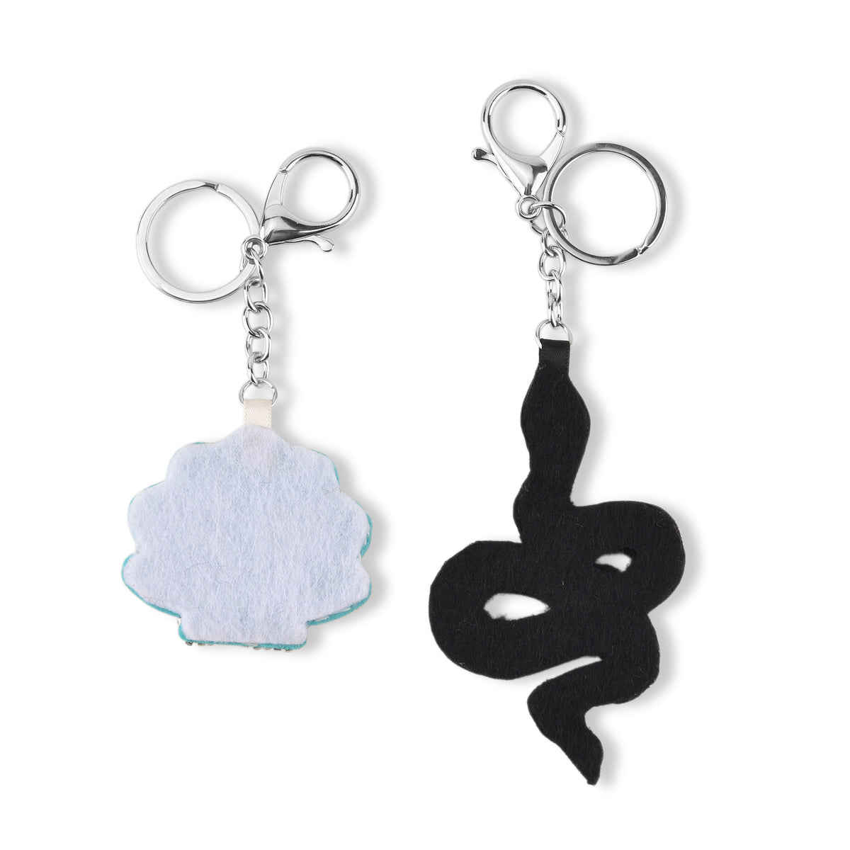 Set of 2 Beaded Aqua Clam Shell &amp; Rhinestone-Encrusted Snake Charms Keychains (12cm) - Black &amp; Green V32621918 3
