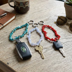 Set of 3 Natural Gemstone Key Chains - Howlite, Red Agate & Grey Agate 350.00 Ct_8526618_1