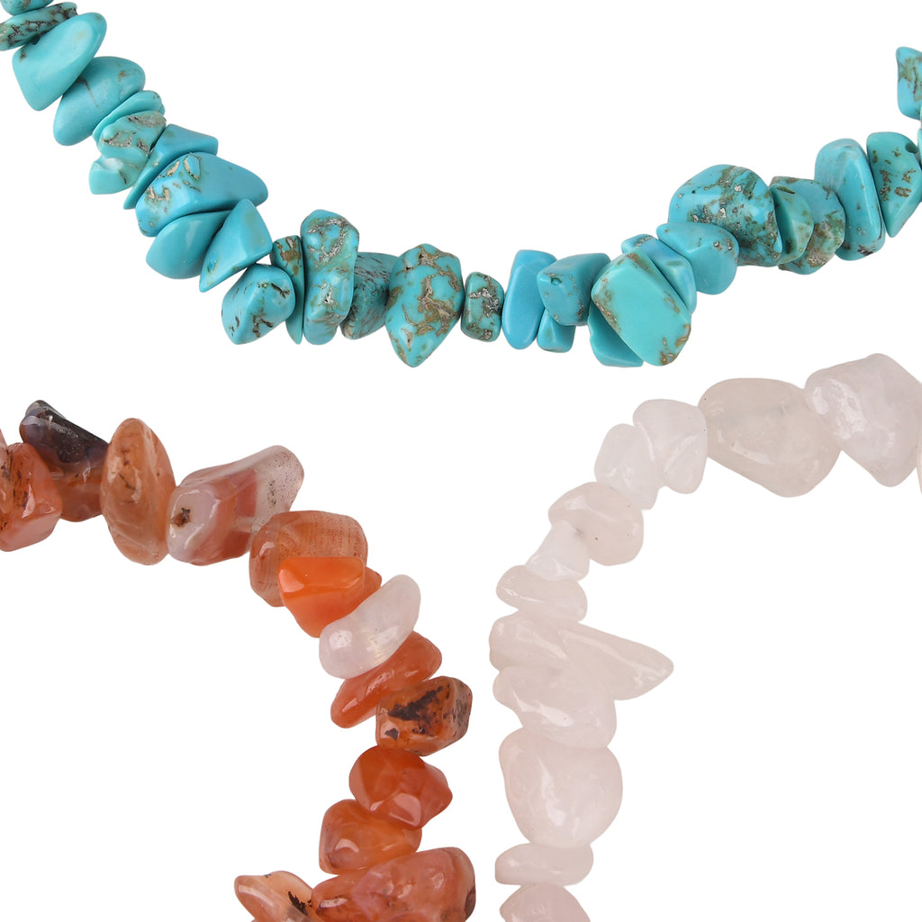 Set of 3 Natural Gemstone Key Chains - Carnelian, Rose Quartz & Howlite 350.00 Ct_8526620_3