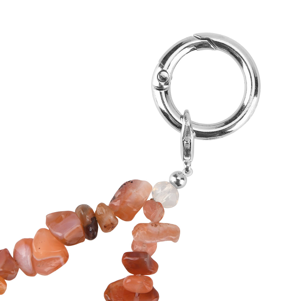 Set of 3 Natural Gemstone Key Chains - Carnelian, Rose Quartz & Howlite 350.00 Ct_8526620_4