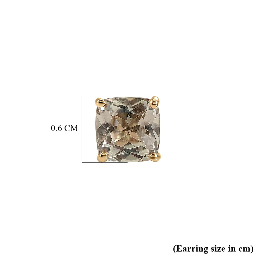 9K Yellow Gold AAA Turkizite Solitaire Stud Push Back Earring 2.00 Ct.