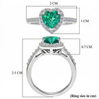 Luxuriant - Lab Grown AAAA Columbian Emerald and Lab Grown Diamond (SI-G/H ) Heart Ring in Rhodium Overlay Sterling Silver 1.35 Ct._8526648_6