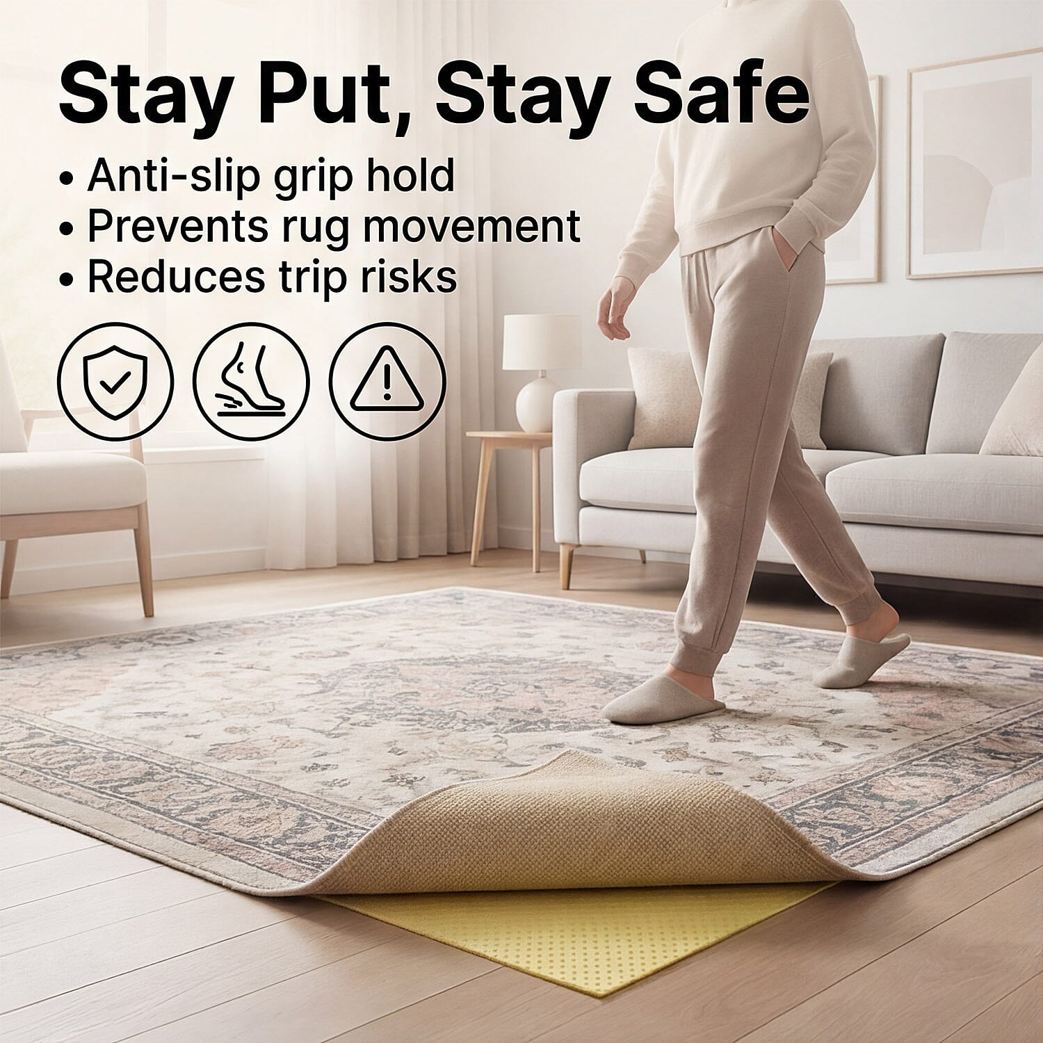 Anti-Skid Rug Gripper - Yellow 63.5mm x 7.62m V32359629 1