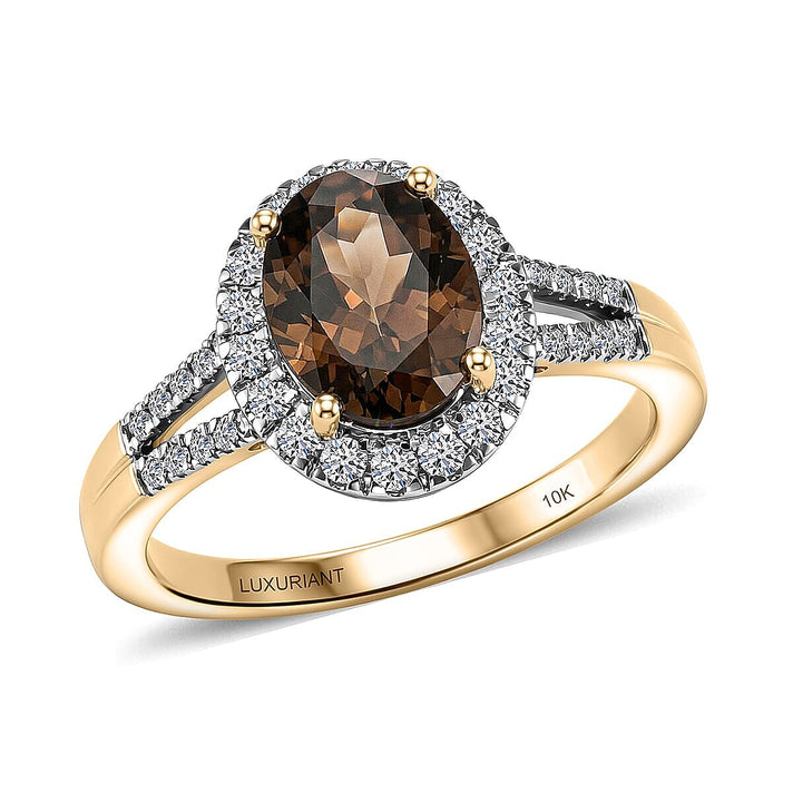 Luxuriant 10K Yellow Gold AAA Colour Change Garnet, Lab Grown Diamond GH, SI Main Stone With Side Stone Ring, Gold Wt.3.13 Gms  2.680  Ct. 8526706 1