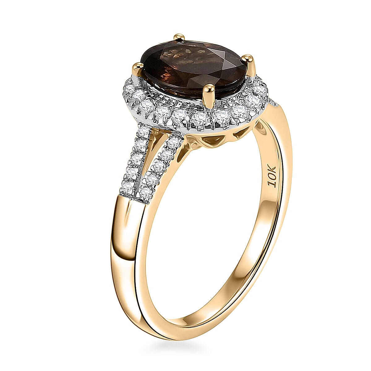 Certified and Appraised LUXURIANT AAA Colour Change Garnet, Lab Grown Diamond GH, SI Main Stone With Side Stone Ring in 10K Yellow Gold, Gold Wt.3.13 Gms  2.680  Ct. 8526706 3