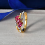 D'Joy - African Ruby & White Zircon Ring in 18K Vermeil Yellow Gold Plated Sterling Silver 1.36 Ct._8527108_2