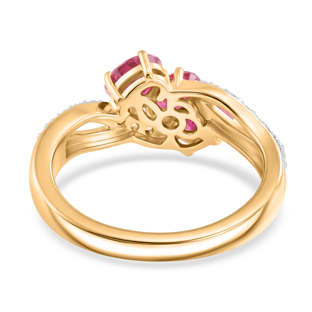 D'Joy - African Ruby & White Zircon Ring in 18K Vermeil Yellow Gold Plated Sterling Silver 1.36 Ct._8527108_4
