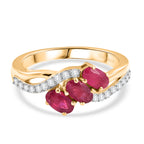 D'Joy - African Ruby & White Zircon Ring in 18K Vermeil Yellow Gold Plated Sterling Silver 1.36 Ct._8527115