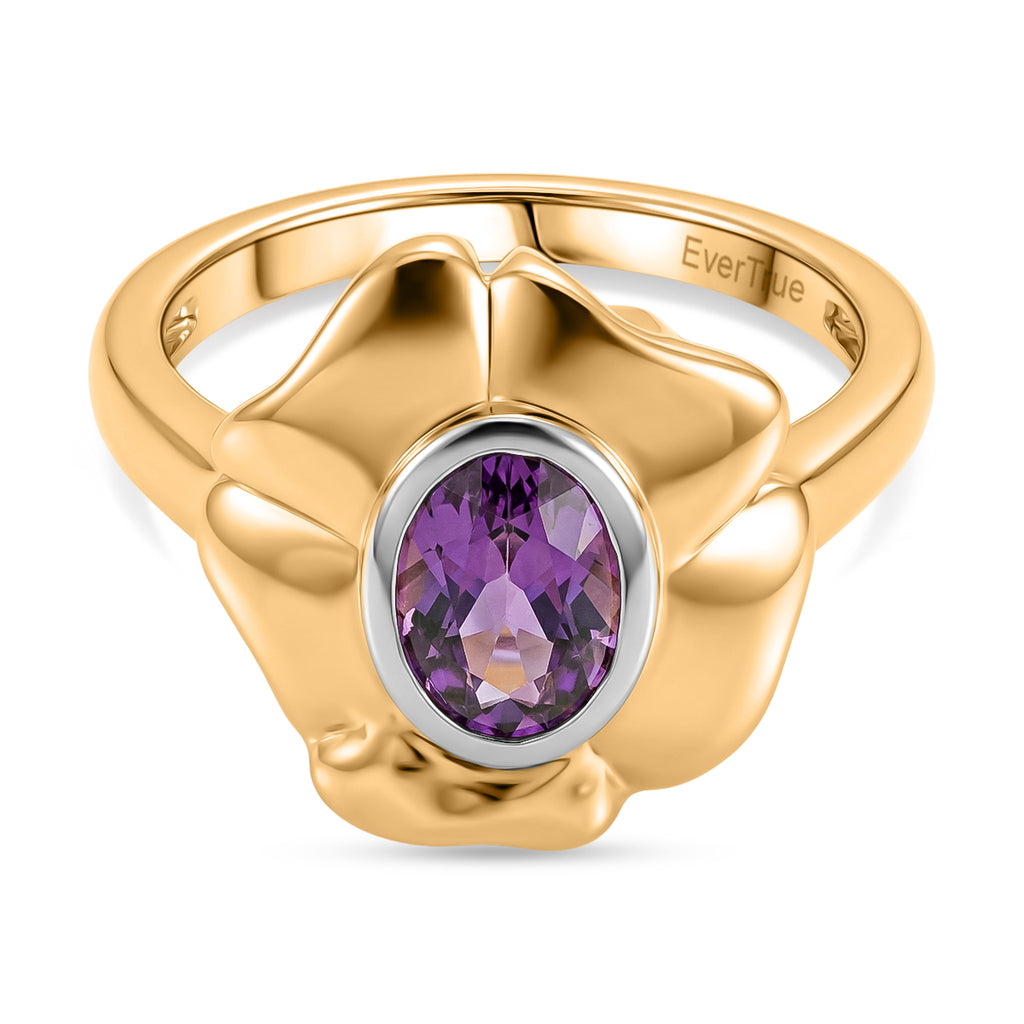 Natural Zambian Amethyst Solitaire Floral Ring_8527146