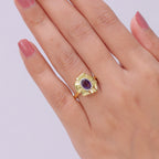 Natural Zambian Amethyst Solitaire Floral Ring_8527146_1