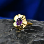 Natural Zambian Amethyst Solitaire Floral Ring_8527146_2