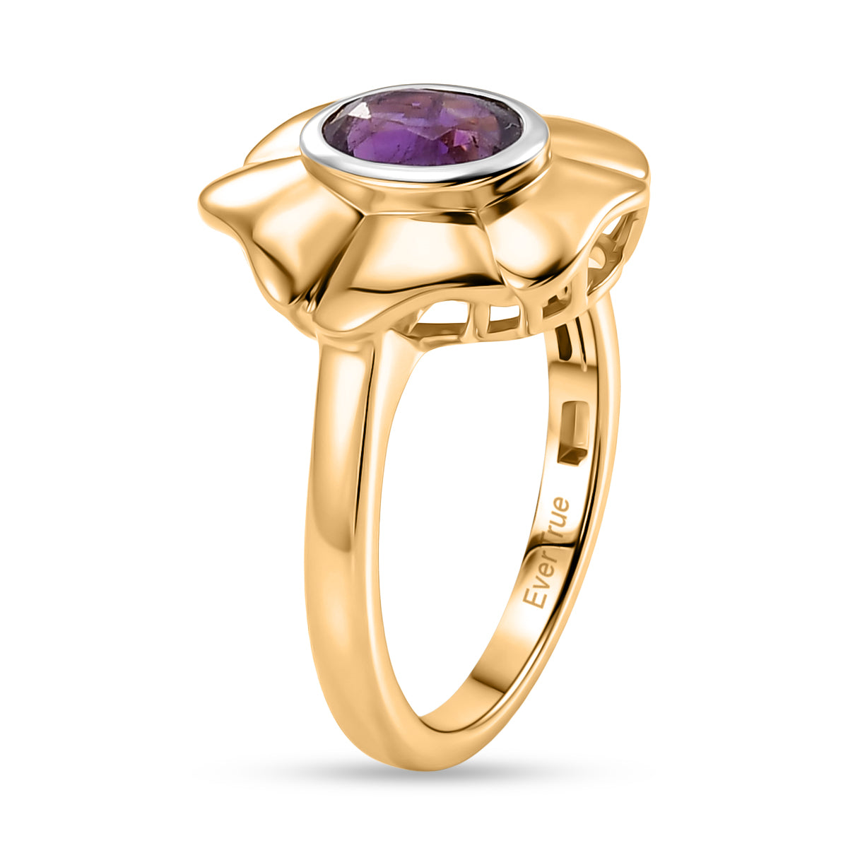 Natural Zambian Amethyst Solitaire Floral Ring 8527146 4