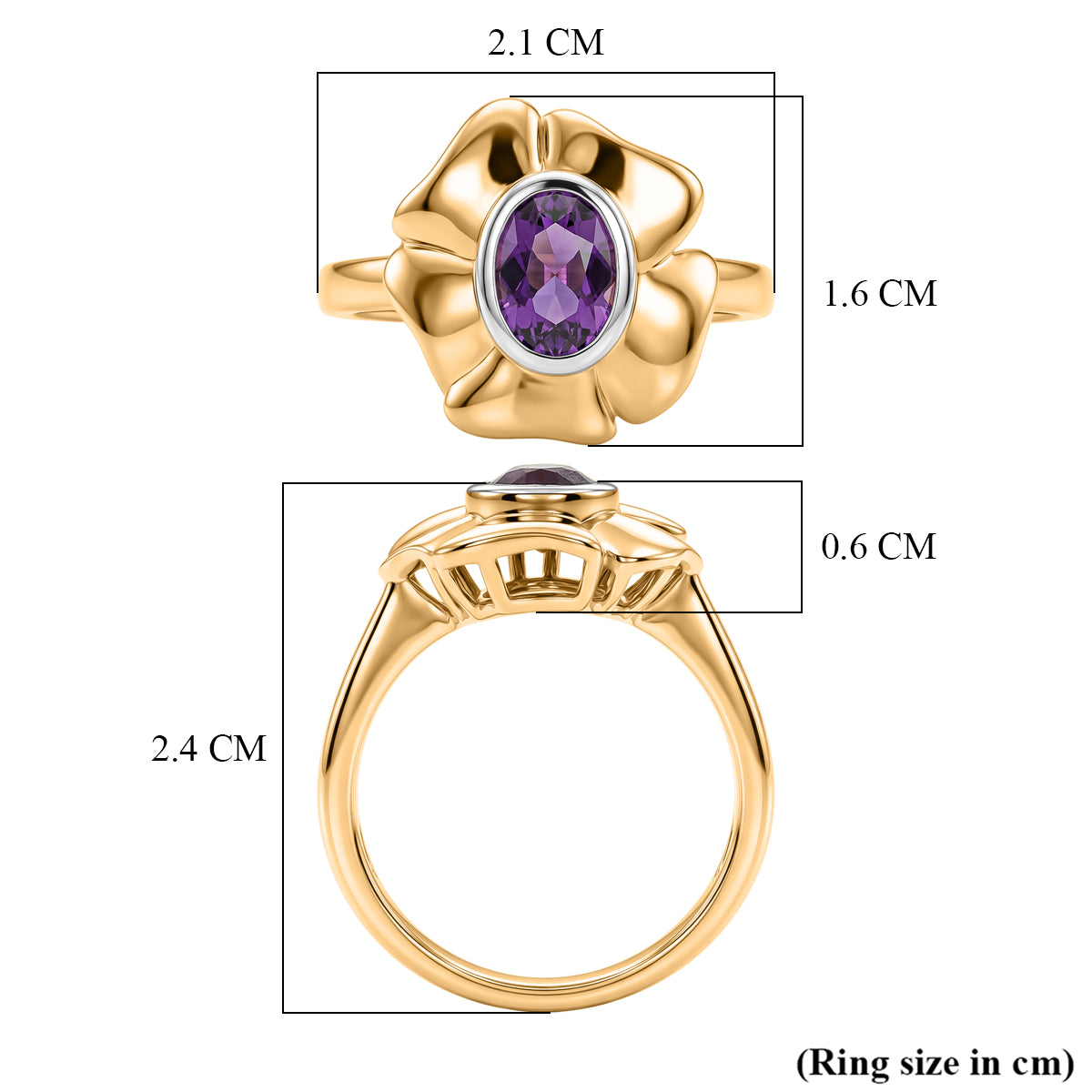 Natural Zambian Amethyst Solitaire Floral Ring 8527146 6