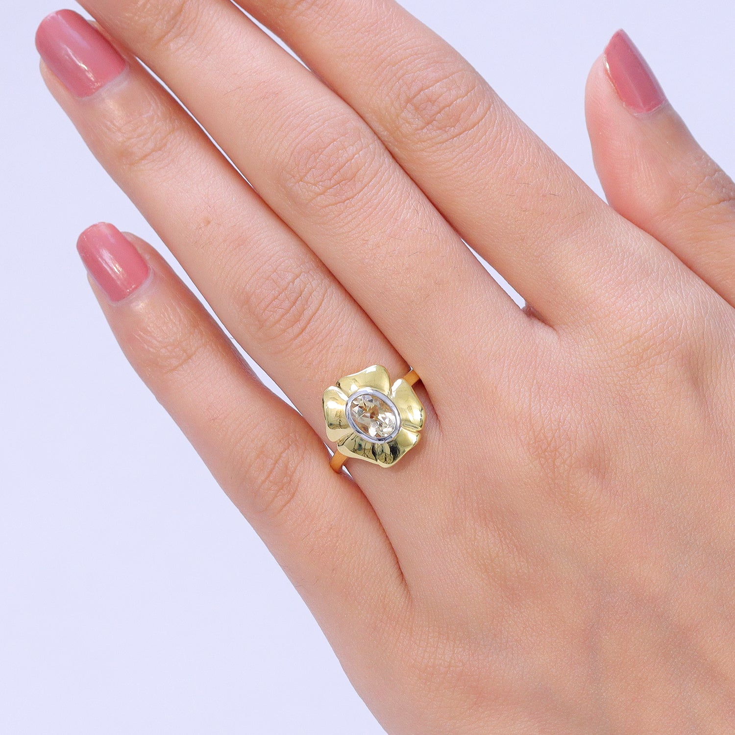 Citrine Solitaire Floral Ring 8527176 1