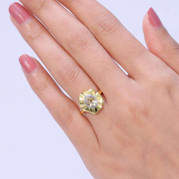 Citrine Solitaire Floral Ring V32631891 2